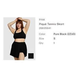Lot of 2 PINK Piqué Tennis Skorts Pure Black XS NWT & S NWOT  Soft Girl Sporty